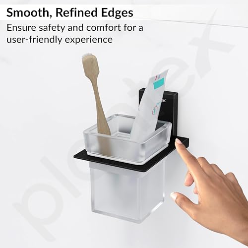 Image of Plantex 304 Grade Stainless Steel Glass Tumbler Holder /Toothbrush Holder for Bathroom /Bathroom Accessories - Pack of 1 (Crystal, Black)
