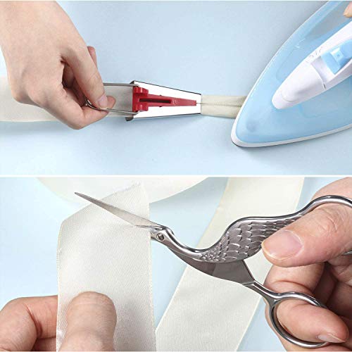 Bias Tape Maker Set, Neo Loons Sewing Fabric Bias Tape Maker Tool Kit 6Mm 9Mm 12Mm 18Mm 25Mm With 5 Pieces Cloth Clips, Awl, Sewing Craft Scissor & Soft Tape Measure Tool For Quilt Binding #TOP4