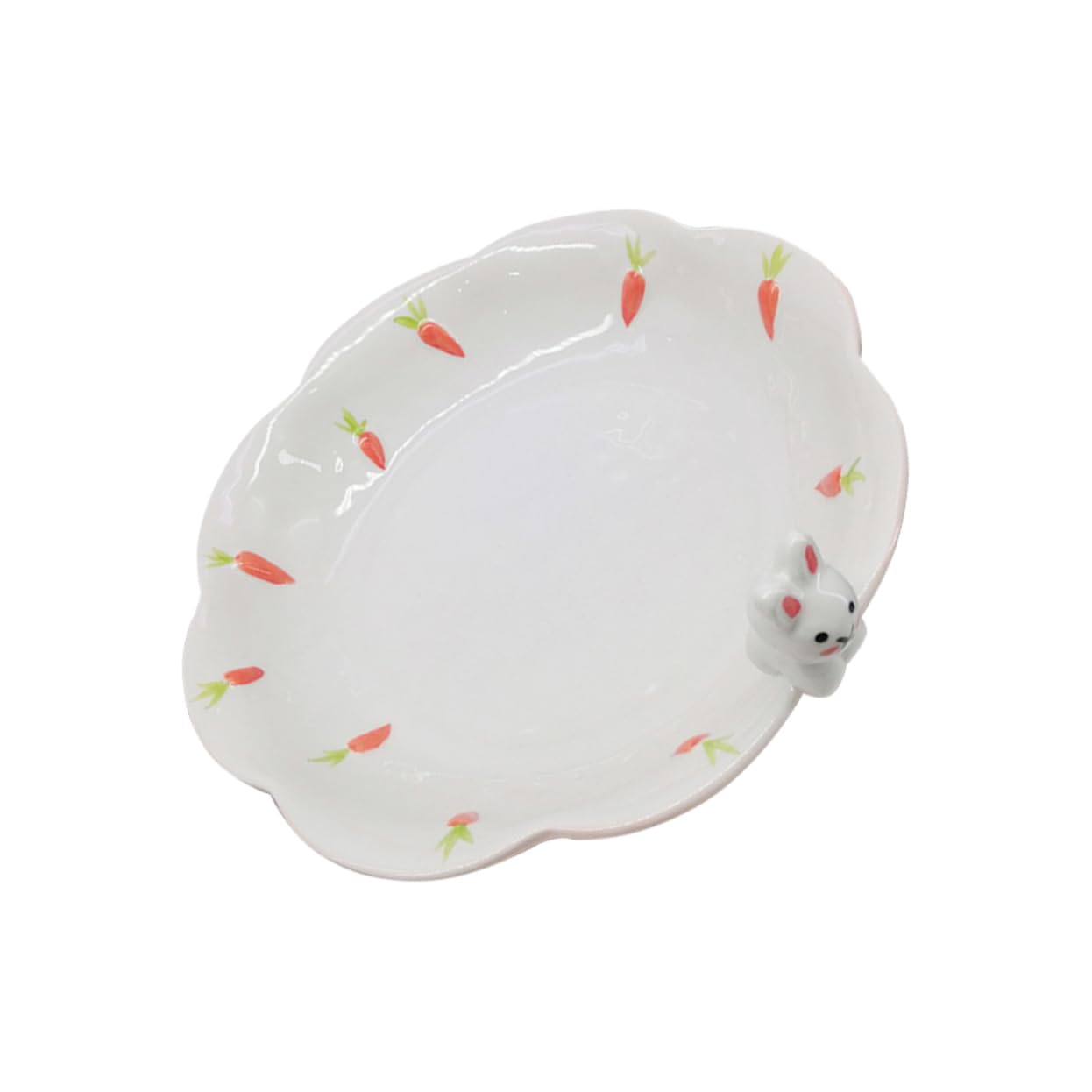 SOLUSTRE Porcelain Bunny Plate Boys and Girls Rabbit Dinner Plate Decorative Breakfast Holder Cartoon Food Serving Tray Easy Clean