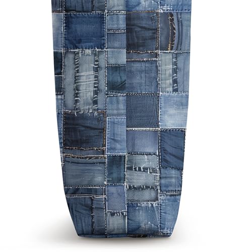 Bolso tote con estampado patchwork en denim miniatura 3