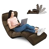 RELAX4LIFE Sedia Pieghevole da Pavimento con Schienale Regolabile, da Terra Imbottita, con...