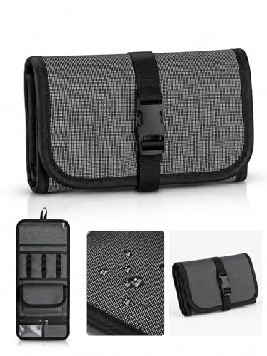 Image of IRONFIX Foldable Gadget Organiser, Travel Cable Management Bag, Roll-Up Electronics Accessories Pouch with Multiple Pockets