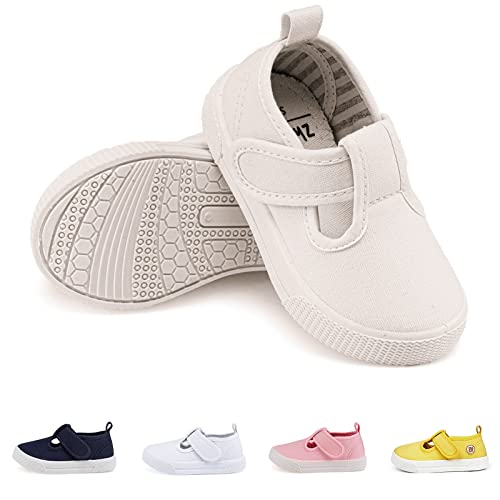 Toddler Boys Girls T-Strap Canvas Sneakers for Little Kids Classical Comfortable Mary Jane Canvas Flats, Non-Slip Casual Canvas Sneaker for Little Kids