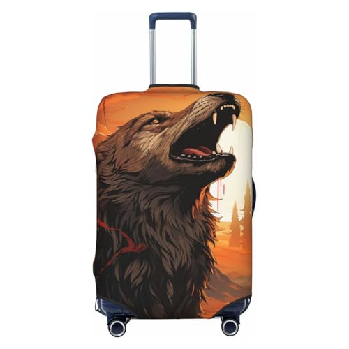 Luggage Cover for Travel Elastic Suitcase Cover Howling Wolf and Moon Luggage Covers Fashion Suitcase Protector Thickened Baggage Cover Dustproof Suitcase Sleeve Fits 18-32 Inch Luggage
