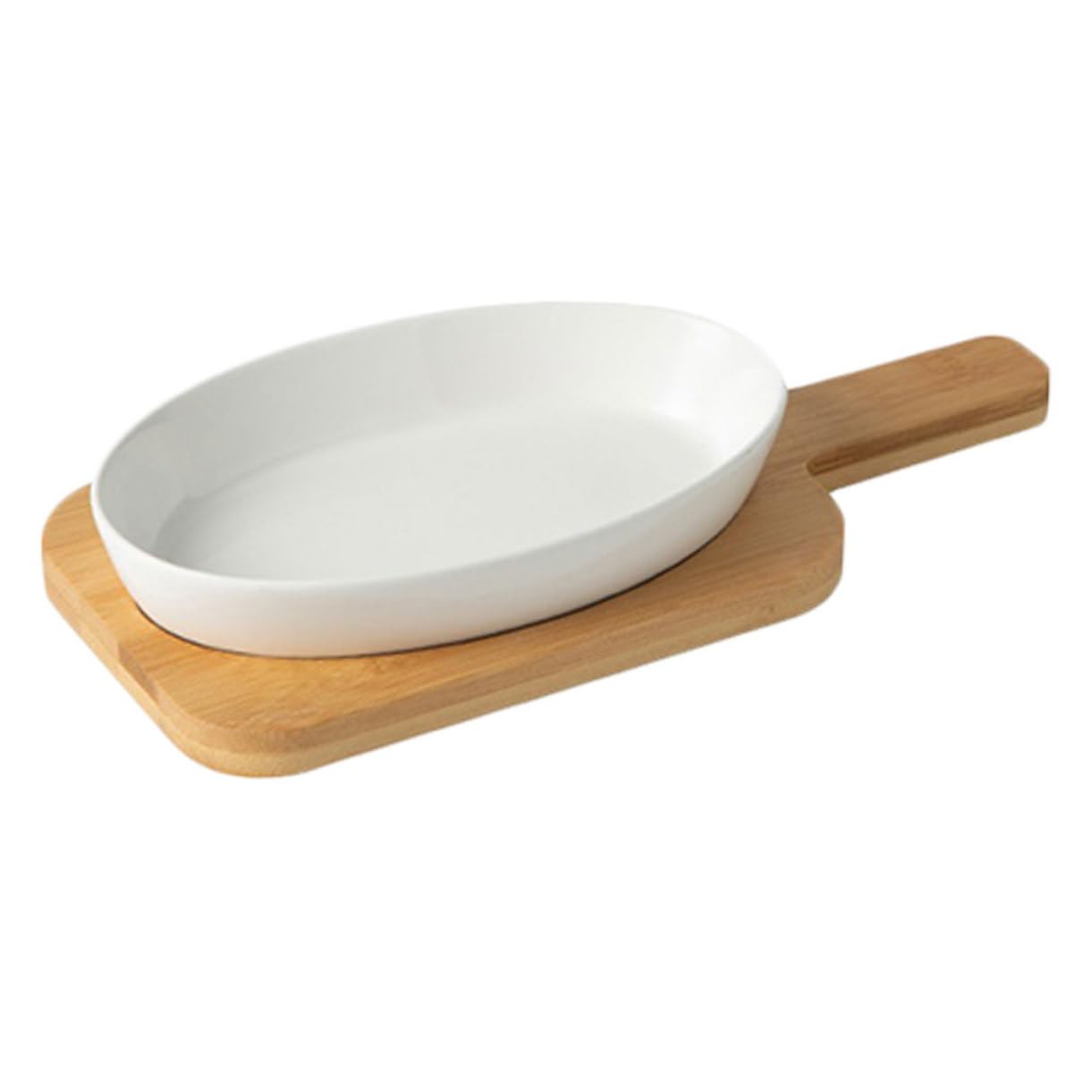 Plat de cuisson ovale céramique blanc anti-adhésif micro-onde