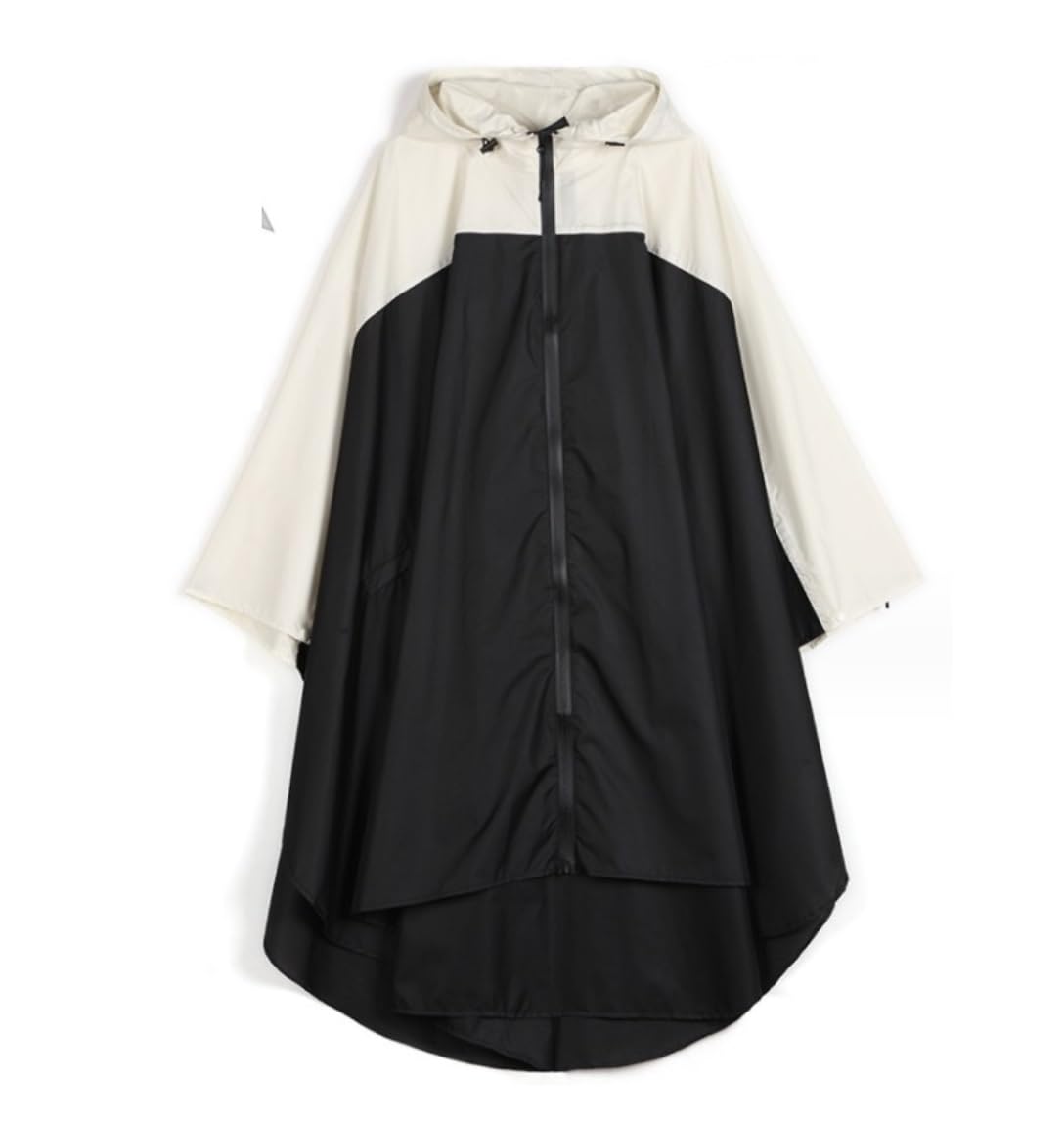 Poncho Impermeable Mujeres Capa Empalmada Impermeable Mochila Suelta Al Aire Libre Senderismo Pesca Rompevientos Chubasquero Plegable(Color:Black)