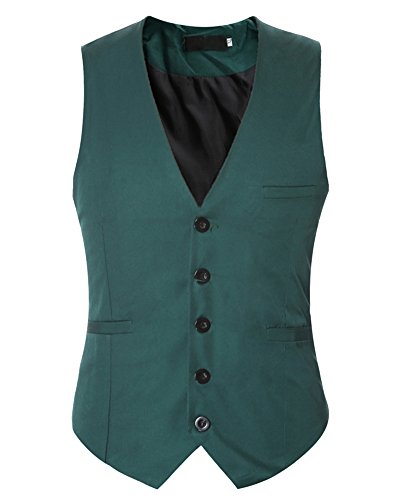 Anyu Hombres Vestir Formal Chaleco De Negocios Traje De Vestir Chalecos Sin Mangas Verde 4XL