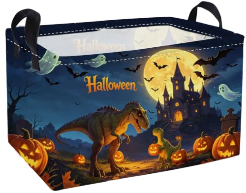 Image of Essme Rectangular Dinosaur Basket,Kids Storage Bins Organizer with Handles for Halloween Room Decor, Gift Basket,Shelf Basket.(Real Dinosaur)