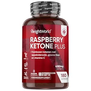 Raspberry Ketone Plus – 4280 mg per portie – Frambozen ketones capsules verrijkt met Groene Thee en Appelciderazijn – 180 vegan capsules – Geproduceerd in Engeland – van WeightWorld