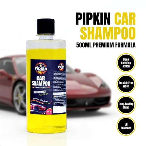 Image of Pipkin Car wash Shampoo 500 ml (Pack of 1) | High Foam for Deep Cleaning | Remove Tough Dirt | Safe on Paint | pH Neutral
