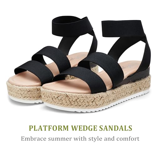 Vepose Women's 876 Cute Platform Wedge Sandals Open Toe, Espadrilles Sandals with Double Elastic Strap4