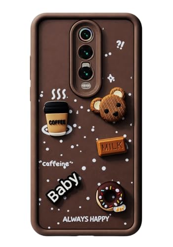 Image of Bintage Case Ball Bear| Donut| Milk Cake| Baby| Coffee Rubber Case Camera Protection Back Cover Compatible for Mi Redmi K20 Pro - Brown
