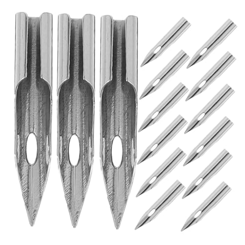 OSALADI 15 Pcs Metal Fountain Pen Nibs Replacement for Drawing Writing Calligraphy Painting Durable Fine Detail Nibs for Artists and Illustrators