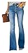Produktbild 90er Jahre Vintage-Jeans Mit Knopfleiste, Hoher Taille, Ausgestelltem Bein, High-Rise-Hose Mit Weitem Bein, Dehnbarer Blauer Denim-Jeans, Klassischer Pull-On-Stretch-Denim-Schlagunterseite Damen-Jeans
