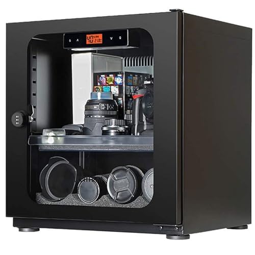 カメラとレンズの湿気防止ボックス - 電子ドライキャビネット56lホーム除湿機パスワードロック/ホワイトアップグレードバージョン
