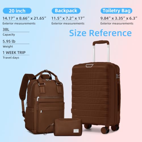 Image of LARVENDER Carry On Luggage 22x14x9 Airline Approved, Suitcases with Wheels