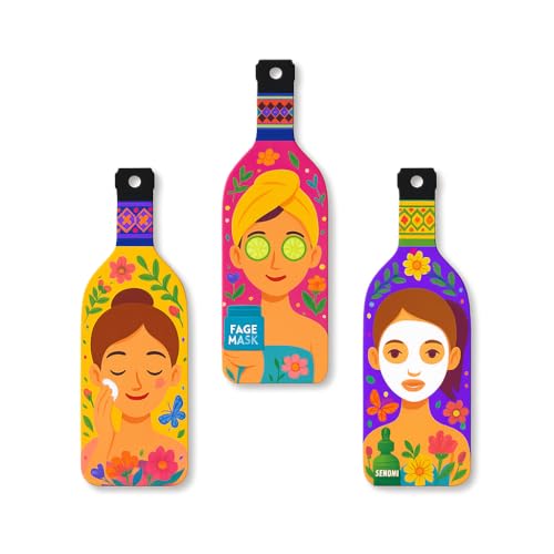 Image of GENXTRA Skin care women bottle Wooden Wall Hanging for Home Decor | Decoration Items for Home | Art Item for Office | Decorative Mdf Wall Hanging (BH3-01)