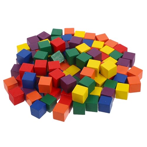 VILLCASE Cubes Bois Colorés 1 Cm 100 Pièces Blocs Carrés Artisanat Bricolage Créatif Jeux Éducatifs Pour Enfants Et Adultes Décoration Maison