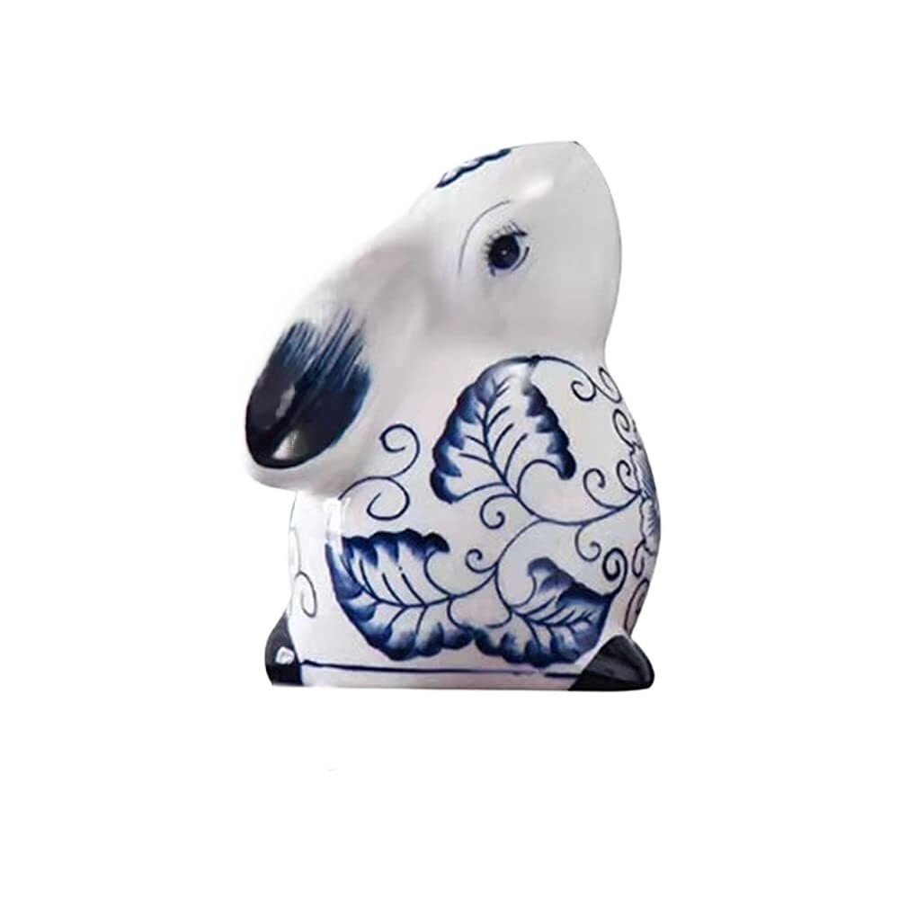 Dekoracja biurowa ceramiczne posągi królika niebiesko-białe porcelanowe figurki Chinoiserie Nowoczesna dekoracja domu (A)
