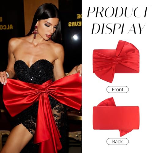 Image of Satin Evening Bag Bow Flap Clutch Purse for Women,Elegant Clutch Handbag for Formal /Party /Prom /Wedding