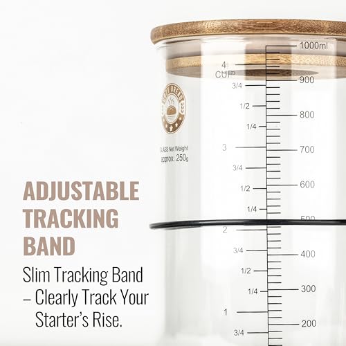 Tarro digital de masa madre de vidrio de 34 oz con termómetro 6