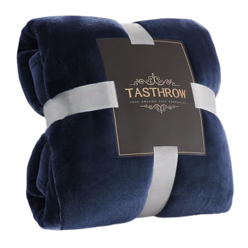 TASTHROW Manta de forro polar de franela grande, 200 x 300 cm, acogedora y ligera, para todas las estaciones adecuadas para mujeres, hombres y niños (azul marino)