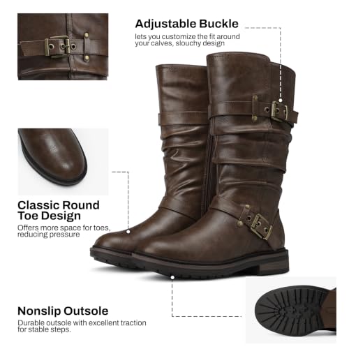 SHIBEVER Riding Mid Calf Boot