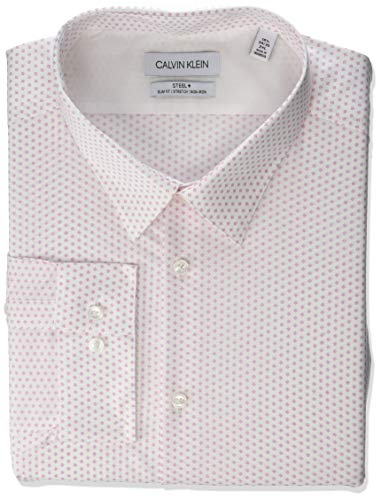 Calvin Klein Men's Dress Shirt Slim Fit Non Iron Stretch Print, Legacy Grenadine, 14.5
