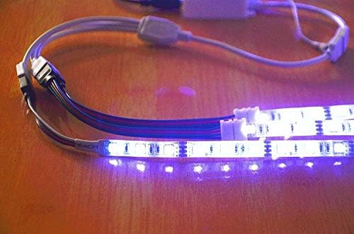 2pcs /Pack 1 to 3 Ports Female Connection Cable 4 Pin Splitter Cable LED Strip Connector 3 Way Splitter Y Splitter for One to Two 5050 3528 RGB LED Light Strip with 8 Male 4 Pin Plugs