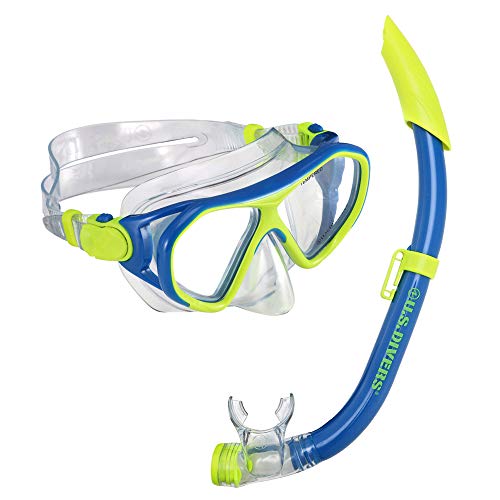 U.S. Divers Dorado II Junior Máscara, Aletas ProFlex, Set de Snorkel Seabreeze DX Youth, Aletas Grandes para Niños Talla 5 a 8, Azul/Amarillo miniatura 2