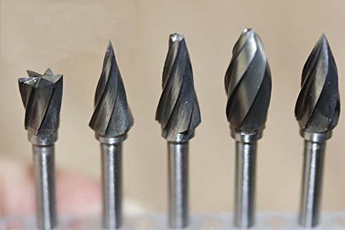 image for Luo ke 10 Pcs Tungsten Carbide Burr Set - 1/8'' Shank Large Single Bla
