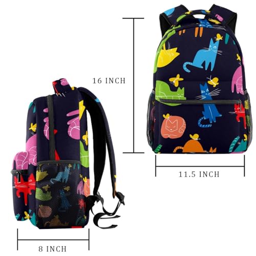 Sac à dos chat pour école et voyage multicolore décontracté 40cm - 2