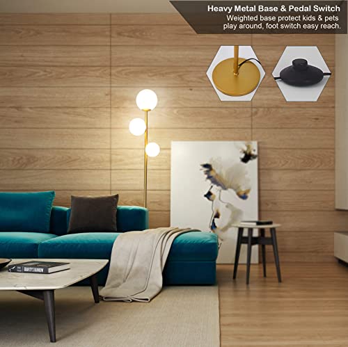 Fiqevs 3 Globe Mid Century Modern Floor Lamp For Living Room thumb #4