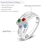 Sterling Silver Mothers Rings with 1-6 Birthstones Women Personalized Family Name Custom Rings for Mom Grandma Nana - Image 5