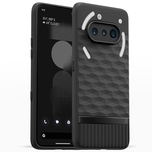 Image of Pikkme Back Cover for Nothing Phone 3a 5G Camera Protection 3D Hexa Cube Design Silicone Protective Bumper Case (Black)