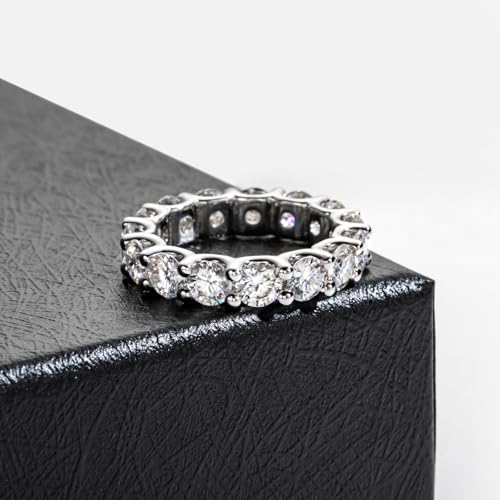 Moissanite Eternity Wedding Band Ring Eight Hearts and Arrows Wave/Geometric Shape Stackable Ring D Color VVS1 Clarity 925 Sterling Silver for Women With Certificate4