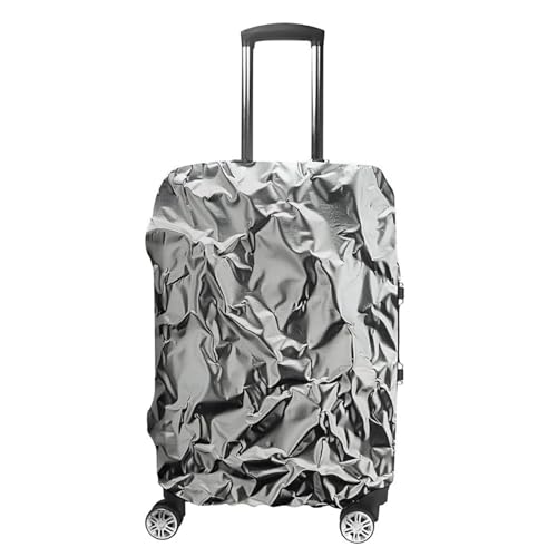 Luggage Cover Dustproof Anti-scratch Suitcase Cover Elastic Travel Suitcase Protector Textured Aluminum Foil Washable Baggage Case Luggage Sleeves Fits 18-32 Inch Luggage, XB0607001