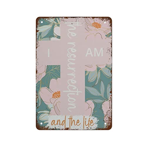 XingFox Easter Garden Christian Religious Funny Vintage Metal Tin Sign For Bedroom Living Room Kitchen Yard Wall Decor Gift 12 X 8inch Outdoor and Indoor