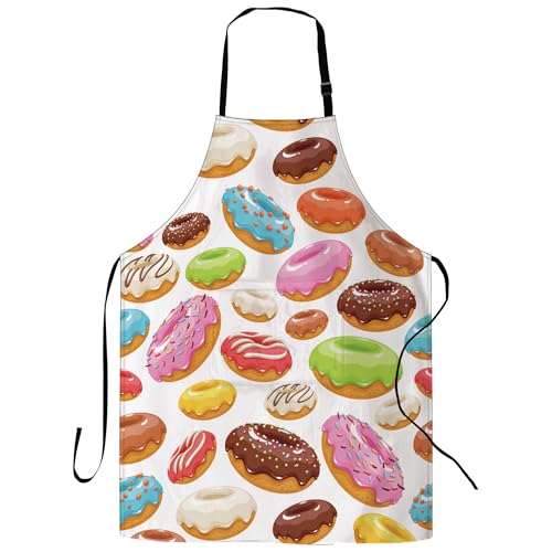 Colorful Glazed Donuts Apron, Stocking Stuffers Adjustable Neck Strap, Suitable Gifts for Home Kitchen Cooking Waitress Chef Grill Bistro Baking BBQ Cobbler Apron