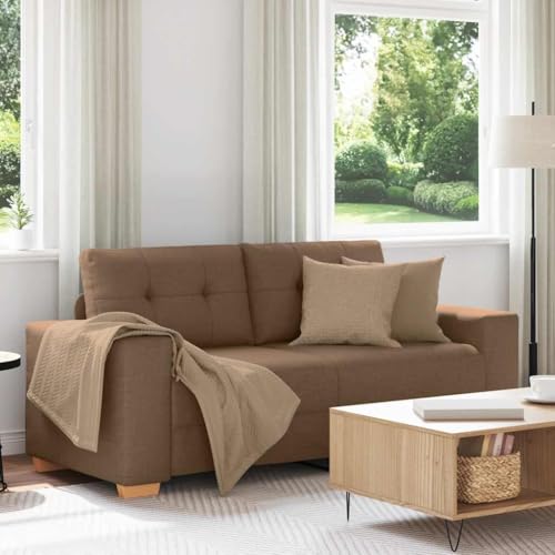 Bucmath Sofá Loveseat marrón 140 cm, tejido de poliéster, acolchado grueso, marco resistente, asiento cómodo para salón, dormitorio, oficina