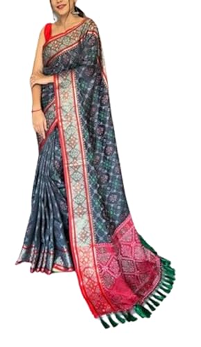Generic grey patola silk saree – image 2
