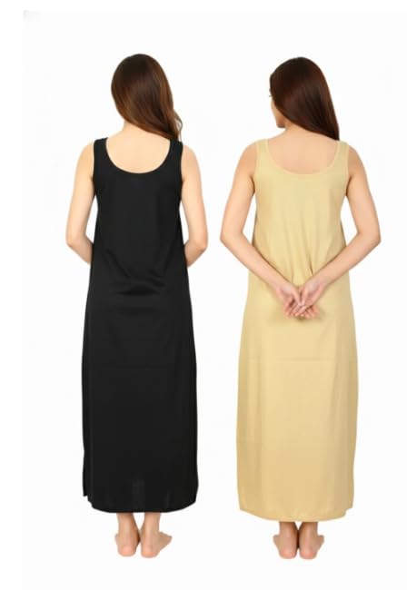 Image of Women's Sleeveless Maxi Night Dress, Spaghetti Strap Nighty, Comfortable Sleepwear Pack of 2