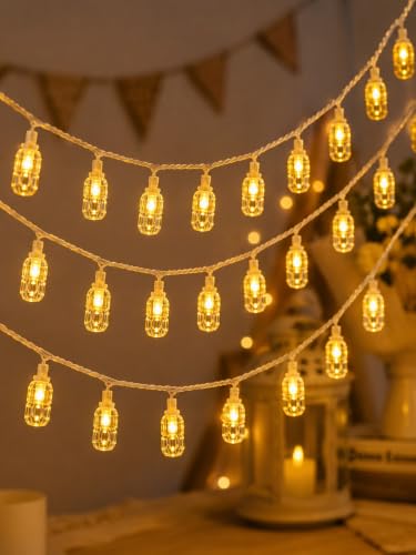 Image of MoonlitDreams 10M 36 LED Ice Cube String Lights for Home Decoration, Warm White Decorative Fairy Lights for Diwali, Festival, Bedroom, Balcony, Window & Party Decor