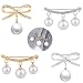 Produktbild 4 Stück Sicherheitsnadel Deko, 3 Perlen Wassertropfen Broschen und Bow Perle Brosche Nadel Geometrische Camber Pins für Pullover Schal Umhang Mantel Kleid Hochzeit Brautkleid - Gold und Silber