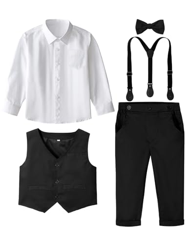 Image of A&J DESIGN Toddler Boys Formal Clothes Suspender Outfit Dress Suit 12M - 6Y