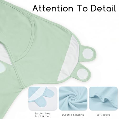 Image of Cotton Swaddles for Newborn, Baby Newborn Swaddle 0-3 Month | 2-Pack Soft Adjustable Newborn Swaddle Sleep Sack, Baby Girls & Boys,Wrap Nursery Infant Swaddling Blankets Green & Blue