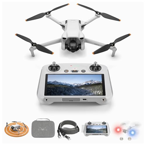 Image of DJI Mini 3 (DJI RC), Lightweight 3x Mechanical Gimbal Drones with Camera for Adults 4K.Carrying Case, Landing Pad, Anti-Collision Light, Lanyard, Screen Protector