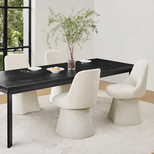 Image of KISLOT Swivel Dining Chairs Set of 4, Upholstered Mid Century Modern Deskchair with High Back, Linen Fabric Kitchen Chairs for Dining Room, Bedroom, Dressing Room, Linen