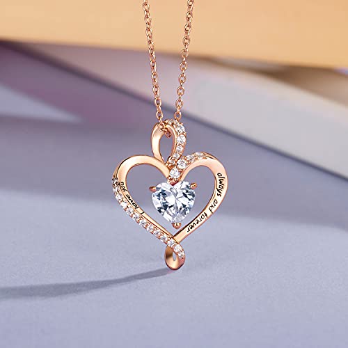 Blinggem Mother's Day Gifts For Mom From Daughter Heart Necklaces For Women Birthstone Necklaces Jewelry For Women 925 Sterling Silver Necklace Womens Jewelry Love Diamond Pendant Necklace I Love You Always And Forever Fine Jewelry Birthday Anniversary Valentine's Day Mother's Day Christmas Gifts For Women Her Wife Mom Girlfriend Daughter Grandma Friend Sister (04-April-Diamond Rose Gold) #TOP1