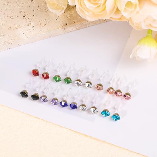 Boucles d'oreilles plastique oxyde de zirconium multicolore avec étui